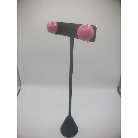 Vintage Avon Clip On Earrings Pink Round Womens Jewelry Costume - Picture 6 of 8